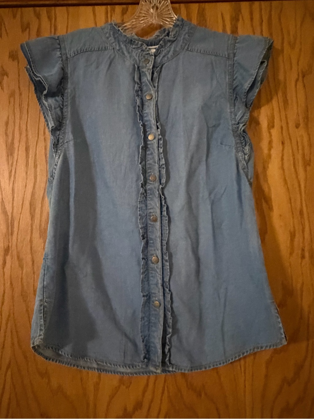 Maurices Blue Ruffle-Trim Denim Tunic